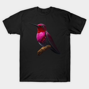 Fantasy Valentine's Day Anna's Hummingbird with Crystal feathers T-Shirt